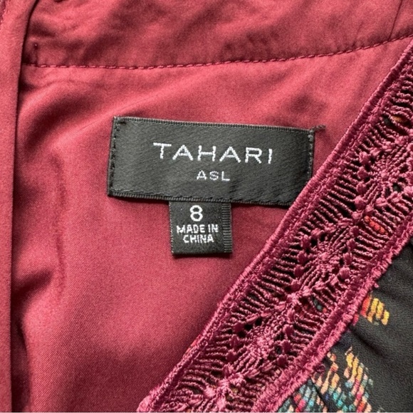 TAHARI ASL Print Lace Trim Tiered Midi Dress - Size 8 - Picture 12 of 16